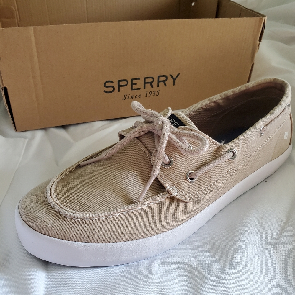 NIB Boys 6M Sperry Tuck Saltwash Khaki Boat Shoes